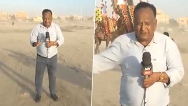 Chand Nawab Strikes Again! Pakistani Journalist’s Funny Video Goes Viral As He Reports About Karachi’s Dusty Weather Sitting on Top of a Camel